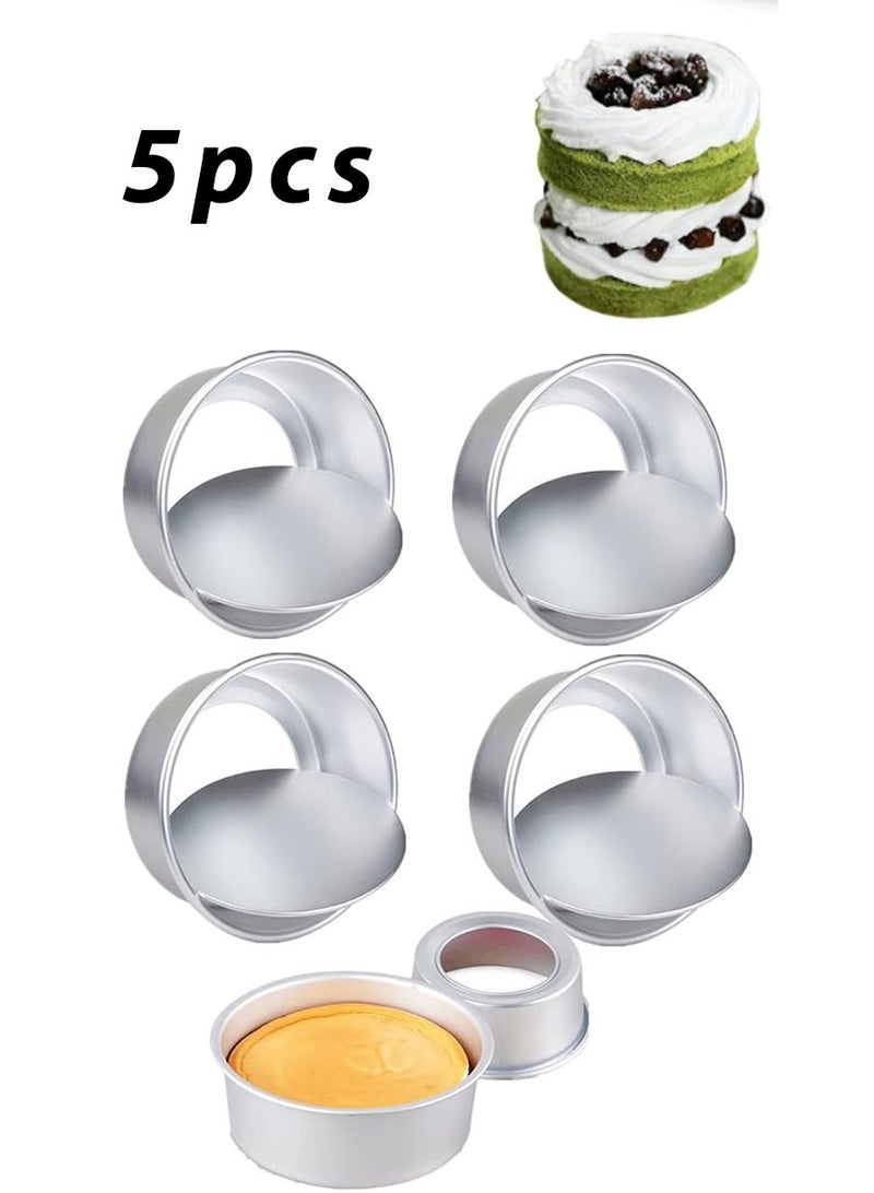 5pcs Non-Stick 2-Inch Round Mini Cake Pan with Removable Bottom - Perfect for Cheesecakes, Bread, Pizza, Chiffon, and Fondant - DIY Cooking Tool - Image 1